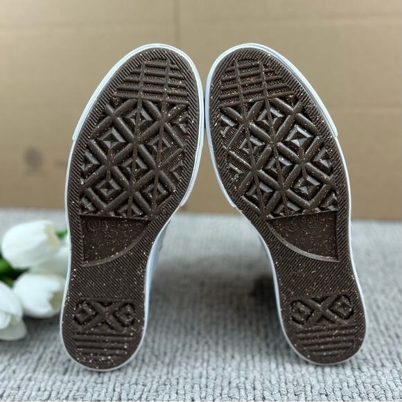 NEW Womens Size 8.5 Custom Converse High Top Platform Zebra Print Glitter Shoe - Picture 9 of 10